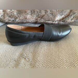 Joseph Seibel Black Leather Slip-On Dress Flats.